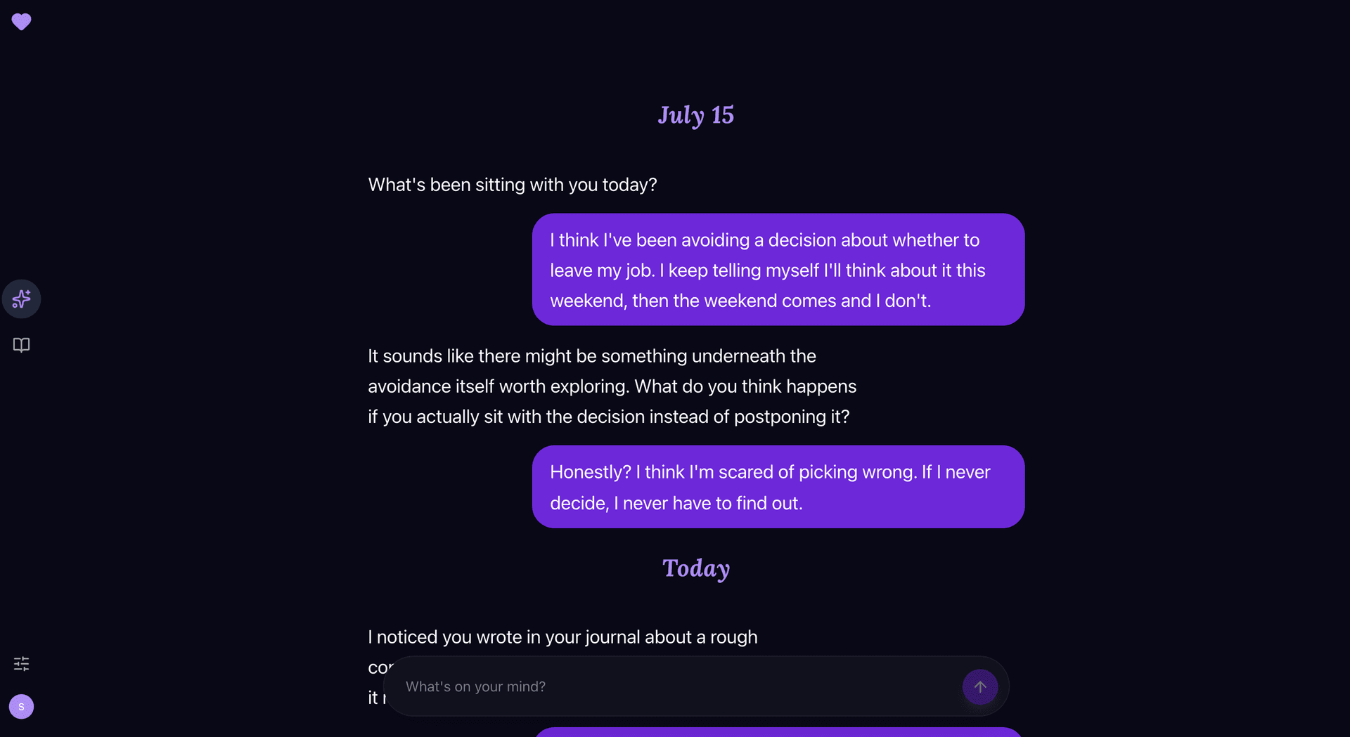 A Guide conversation in dark mode